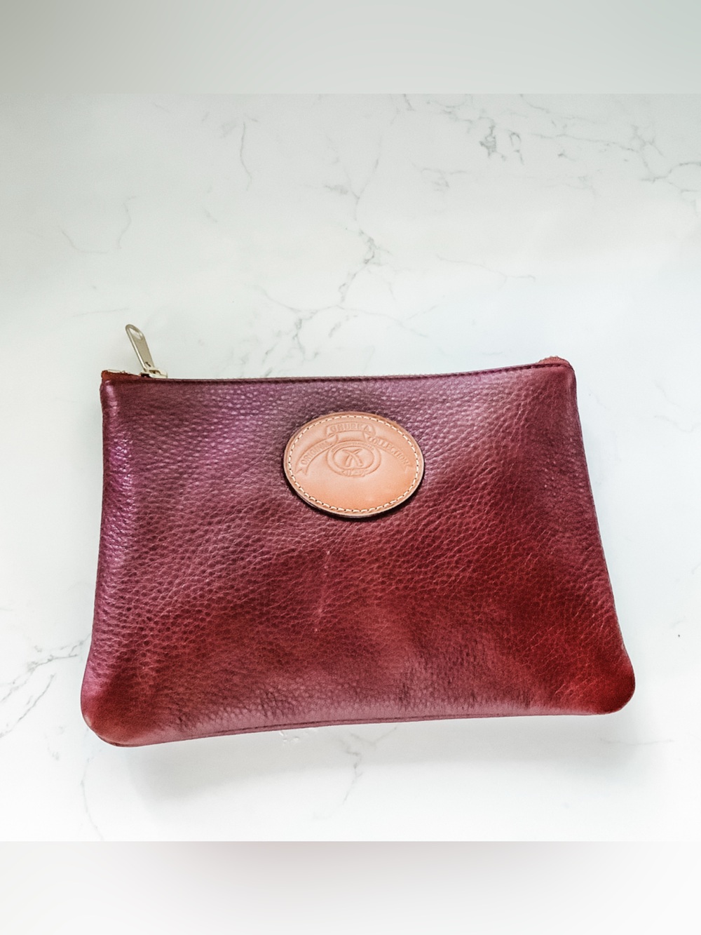 Ghurka Original Collection Vintage Burgundy Leather Zip Pouch